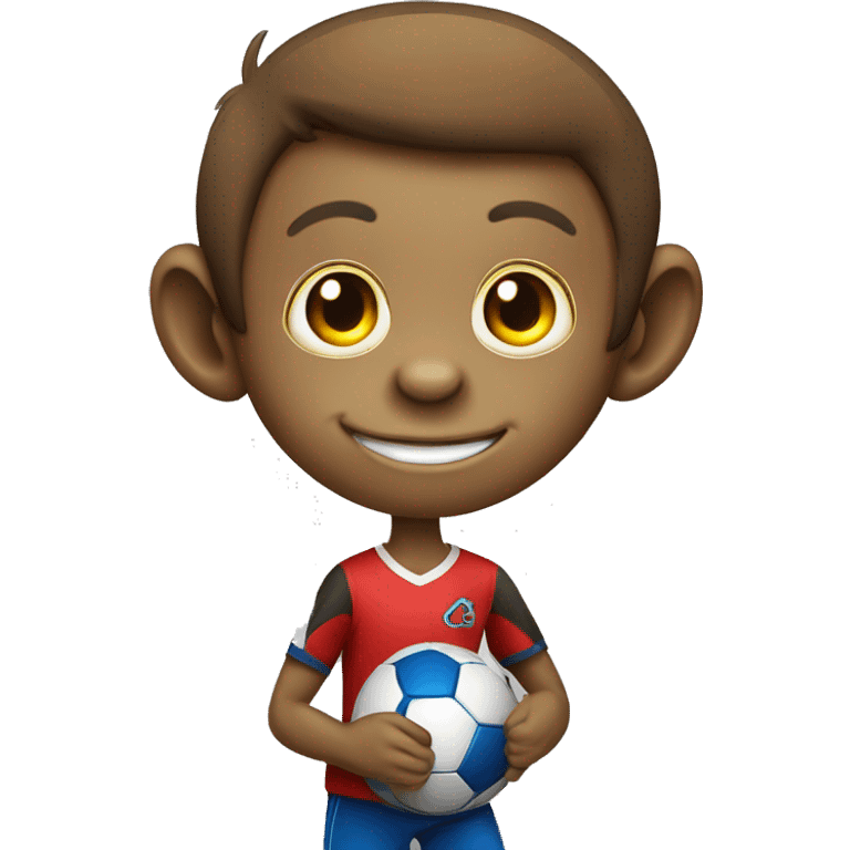 a monkey playing soccer with 6 on t-shirt emoji