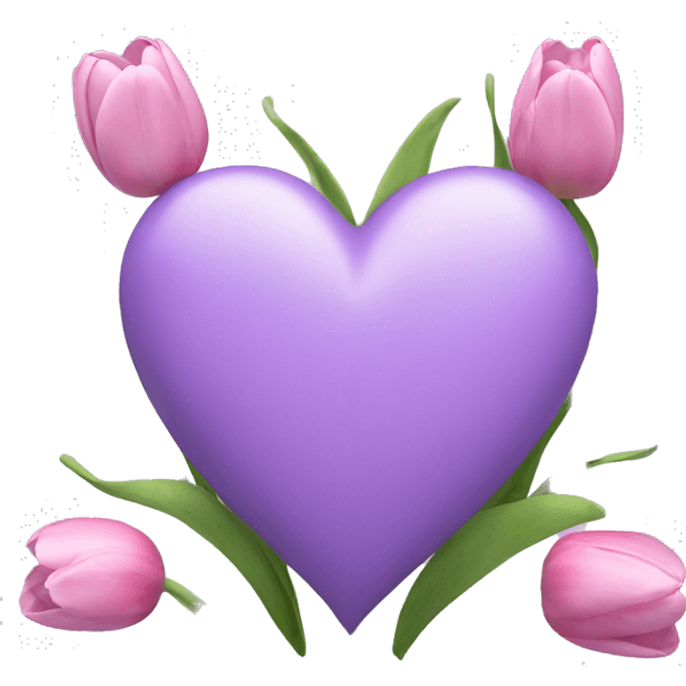 light purple heart with tulips around it emoji