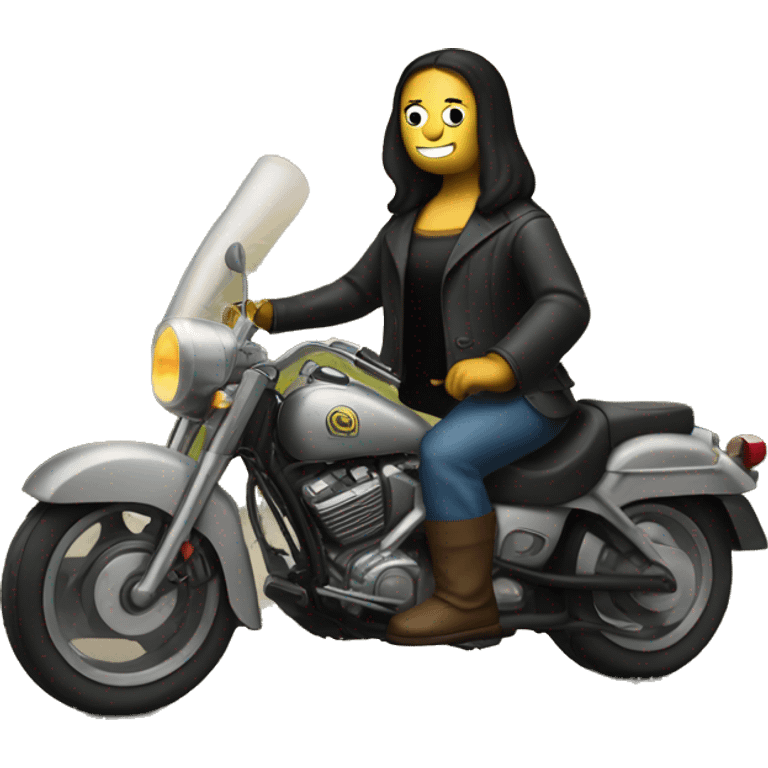 mona lisa riding a motorcycle emoji