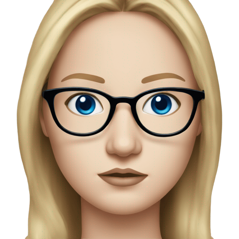 anna delvey blonde, blue eyes wearing glasses  emoji