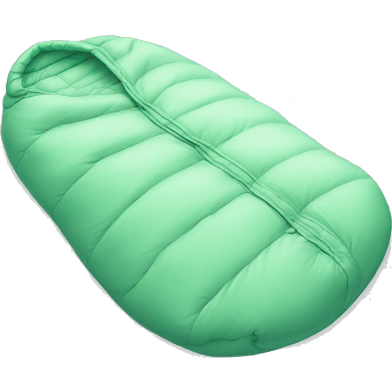 Realistic mint green sleeping bag isolated.  emoji