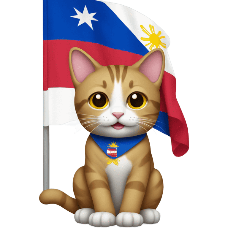 Cat holding Philippines flag emoji