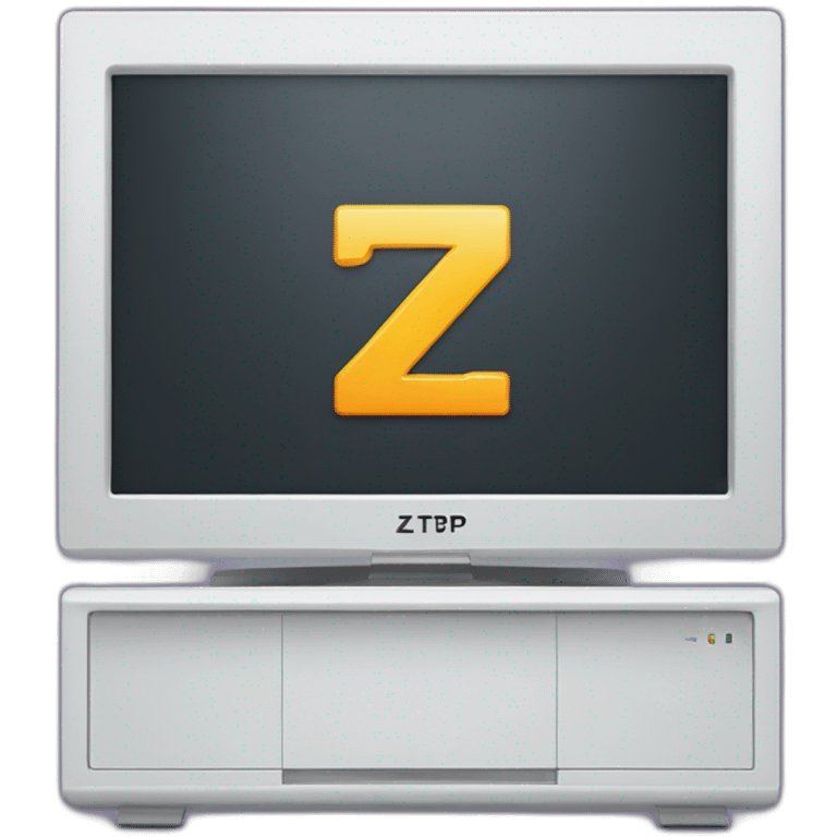 computer flat screen with letters "Z T P" displayed emoji