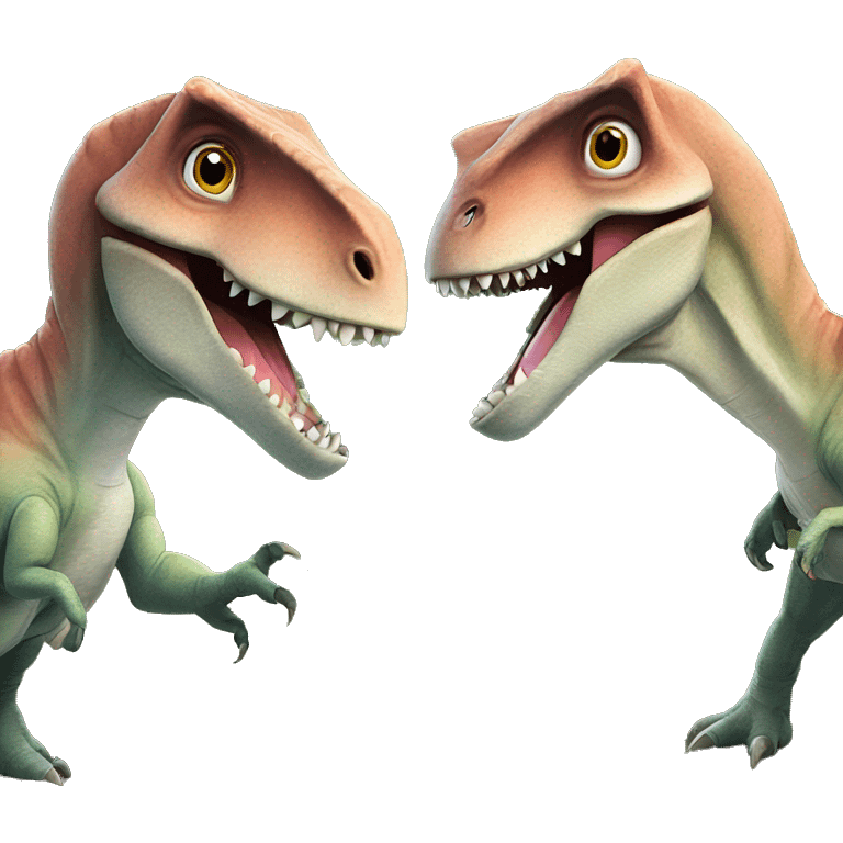 Two dinosaurs being friends emoji