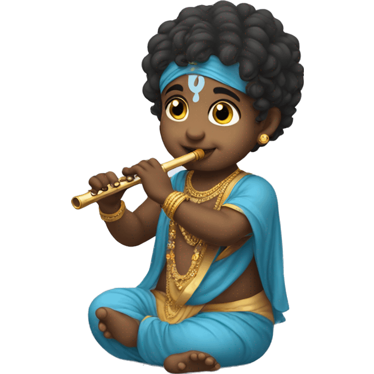 Cute little baby krishna with flute emoji emoji