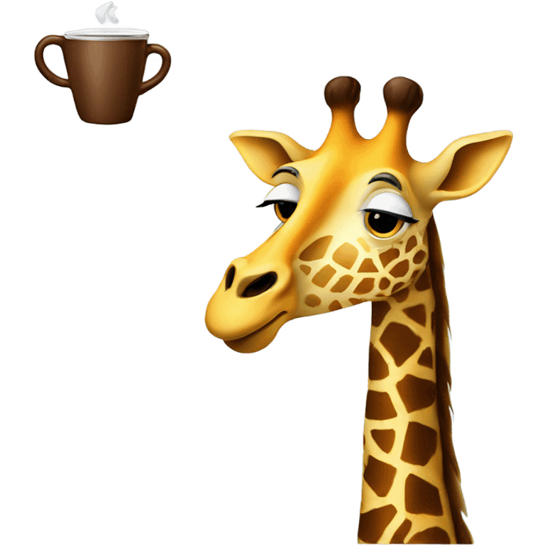 Giraffe holding  a cup of coffee emoji