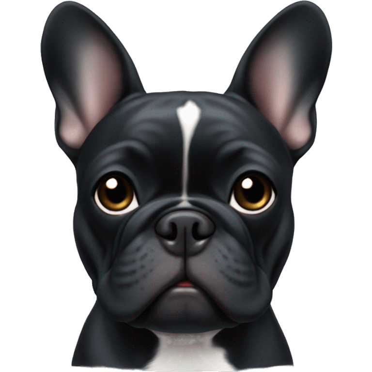 An all-black French bulldog with a white breast emoji