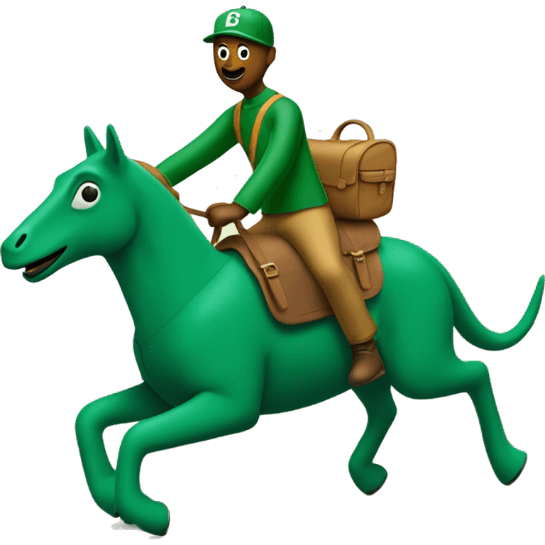 Gumby riding on the back of Pokey emoji