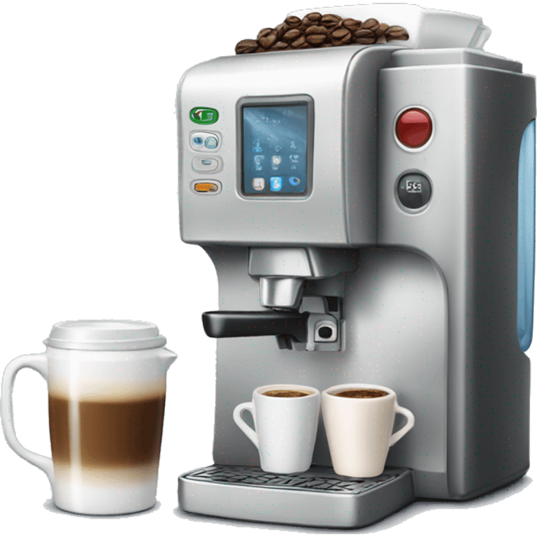 Coffee machine with a mug of coffee and milk container emoji