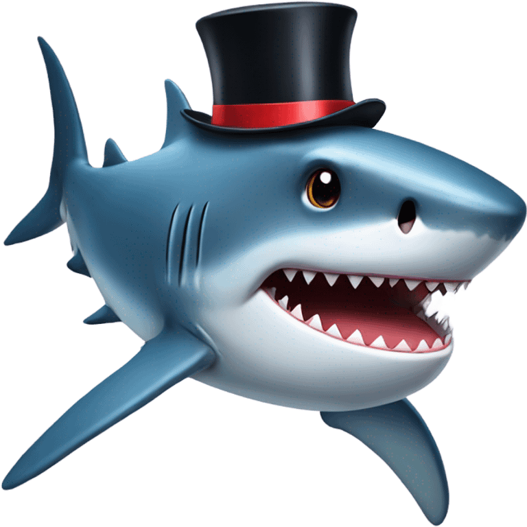 Shark with a top hat emoji