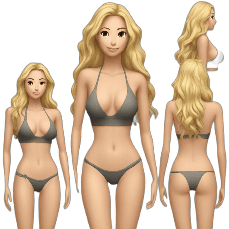 Slim-fit Caucasian woman bikini cute (beach body) bed emoji