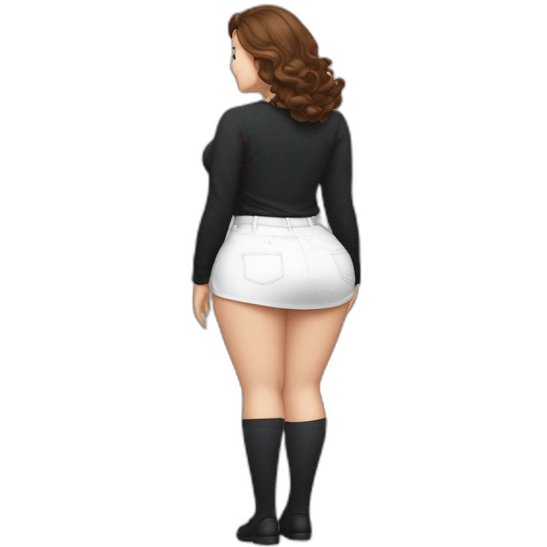 full-body-back-view-curvy-caucasian-beauty-black-skirt-lifted-by-the-wind-white-knickers and long socks emoji