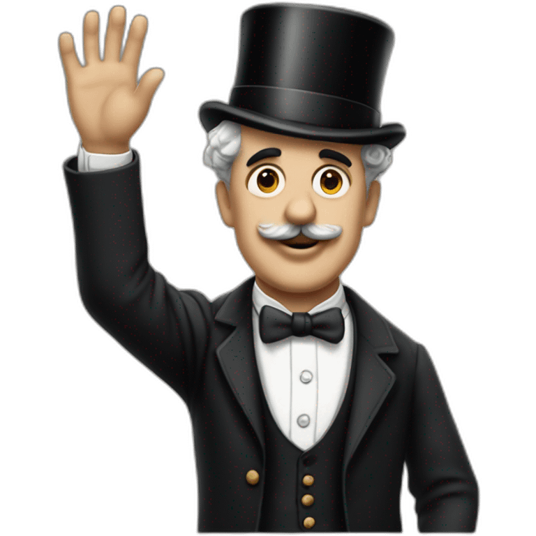 Charlie Chaplin with no hat and Raising his hand emoji