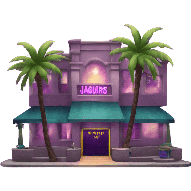 I need a two story night club with purple lights and palm trees labeled Jaguars emoji