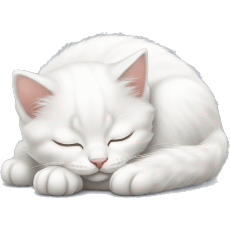 white kitten sleeping lying on the ground emoji