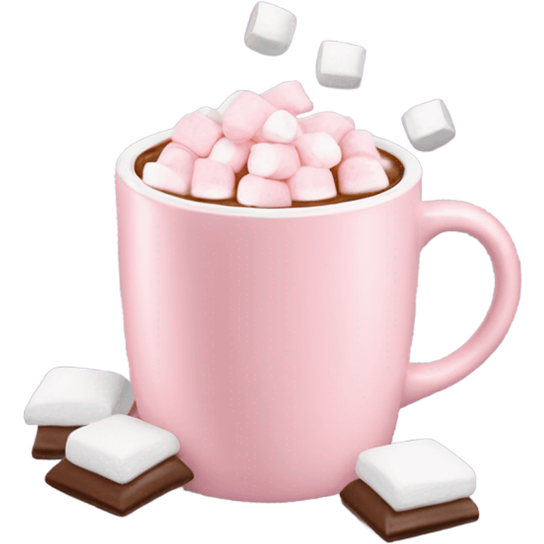 Light Pink mug of hot chocolate with marshmallows  emoji