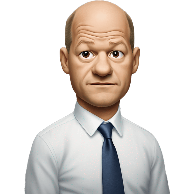 photorealistic Olaf Scholz shrugs guiltily emoji