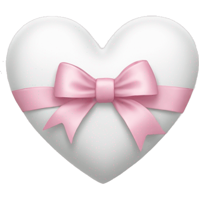 white heart with light pink ribbon bow emoji