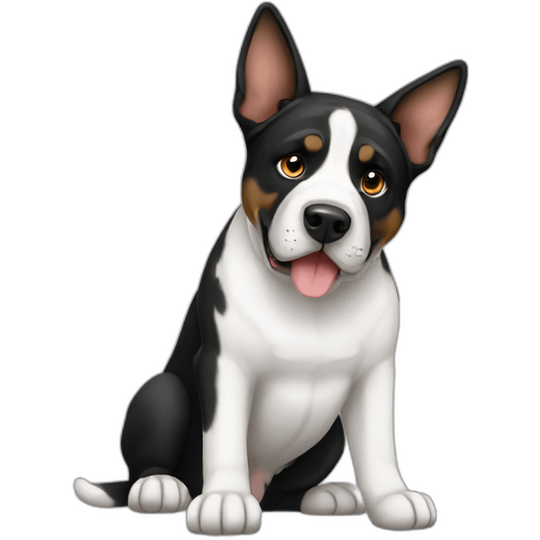 american-bulldog-german-shepherd-black-and-white emoji