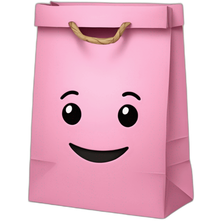 Pink paper bag with a smile emoji