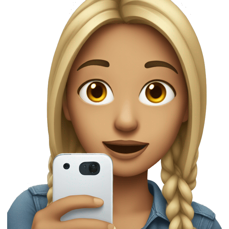 a girl with a phone making selfie emoji