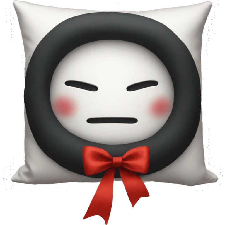 Aesthetic pillow no face with red ribbon emoji