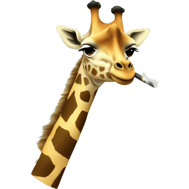 A giraffe smoking grass emoji