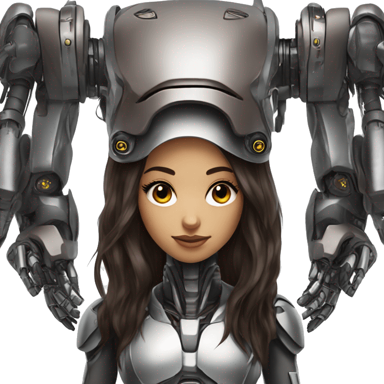 Cyborg robot girl dark brown long hair and helmet WITH LONG EYELASHES emoji