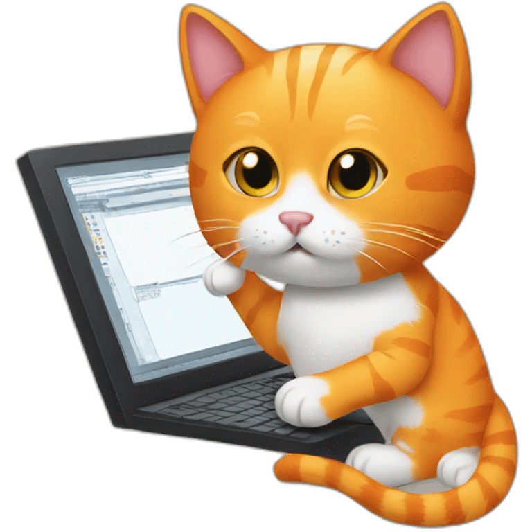 orange cat working on a computer emoji