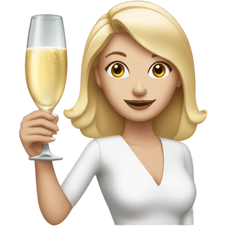 white woman hand with french nails holding champagne glass emoji