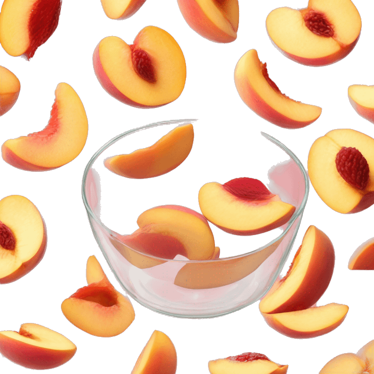 Pink peach slices in a clear glass bowl  emoji