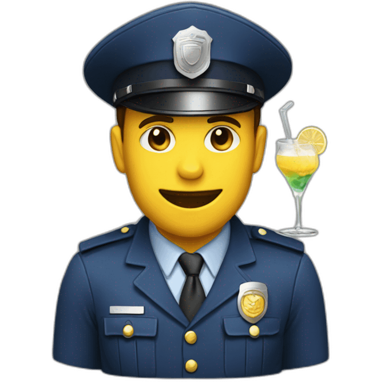 policeman with cocktail emoji