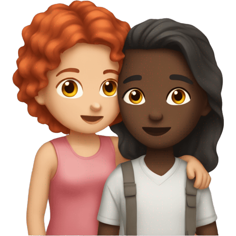 boy with red hair kissing a girl with dark skin and long brown hair  emoji