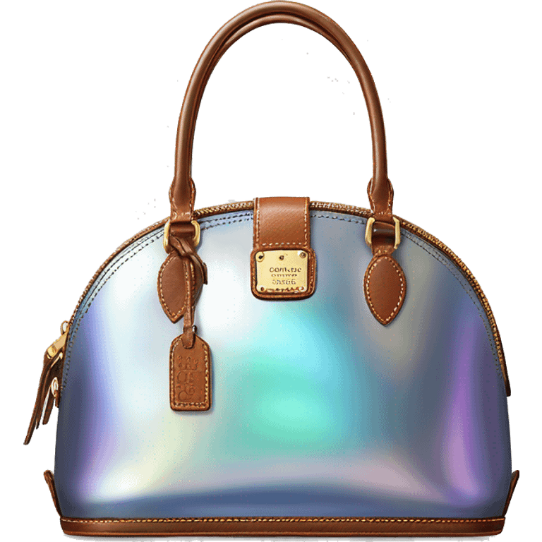 Realistic silver iridescent dome shaped Dooney and Bourke satchel purse isolated.  emoji