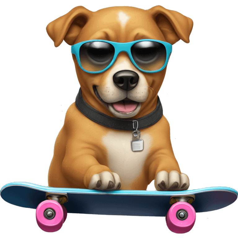 chill dog on a skateboard wearing sunglasses emoji