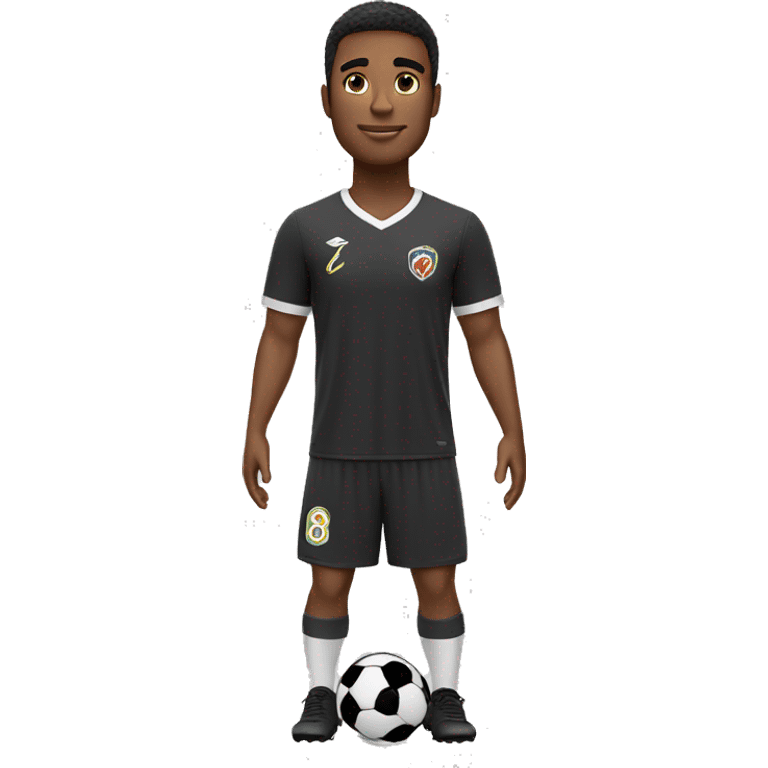 Chico con pelo negro y tés blanca playera de fútbol  emoji