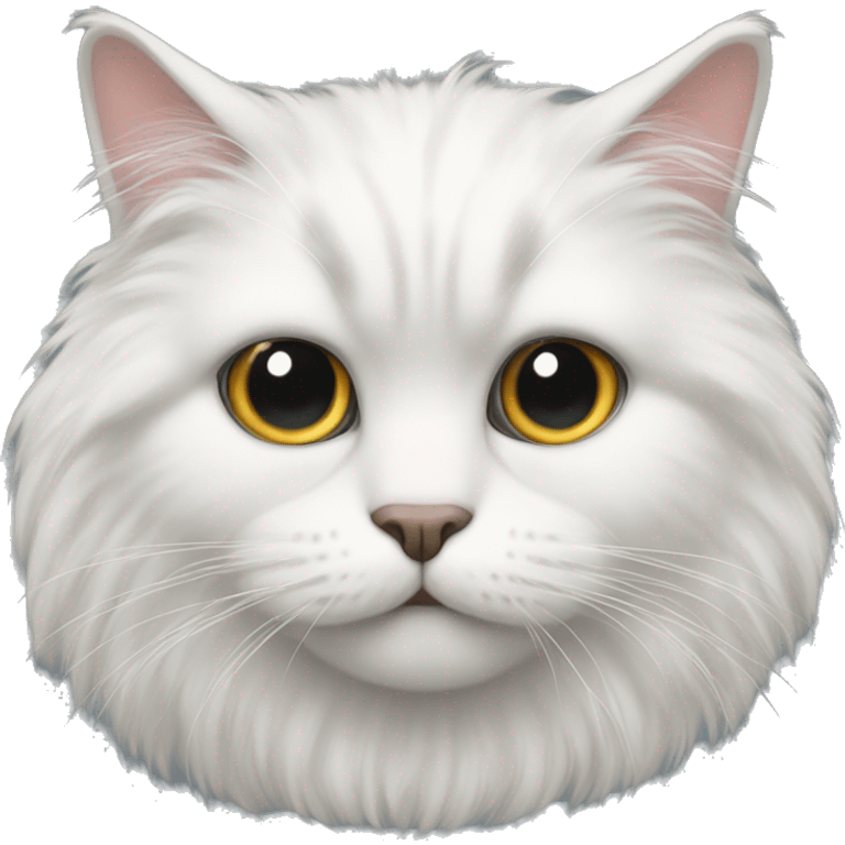 Fluffy cat with one eye smaller than other emoji