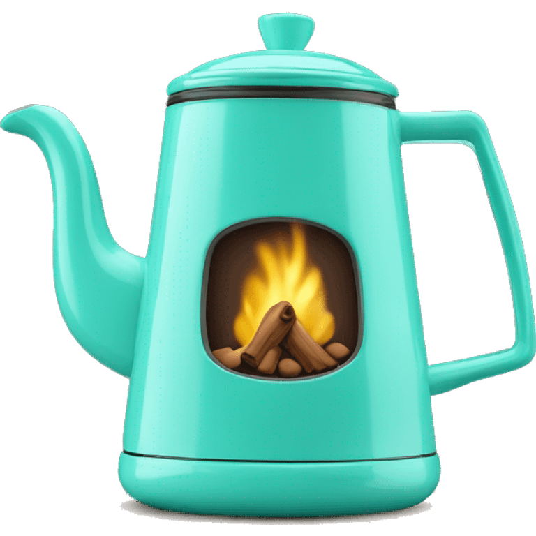 Realistic isolated tiffany blue camping coffee pot emoji