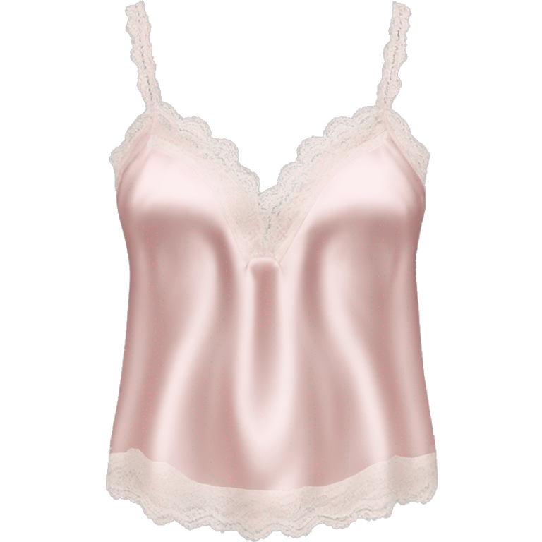 Hyper Realistic isolated side view of a light pink silk lace camisole blouse.  emoji