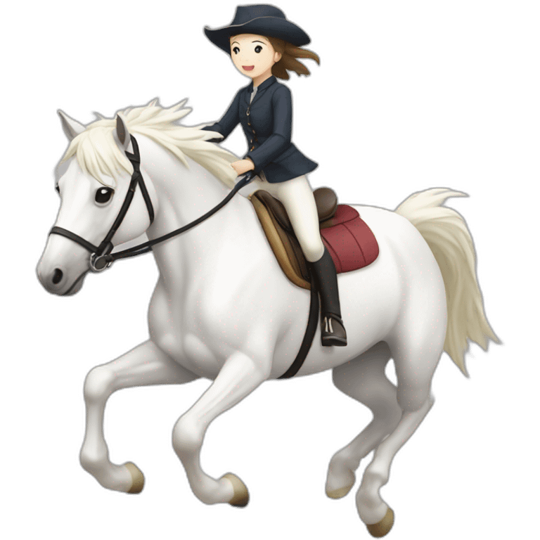 white-hourse-with-jumping-rider—japanese-girl emoji