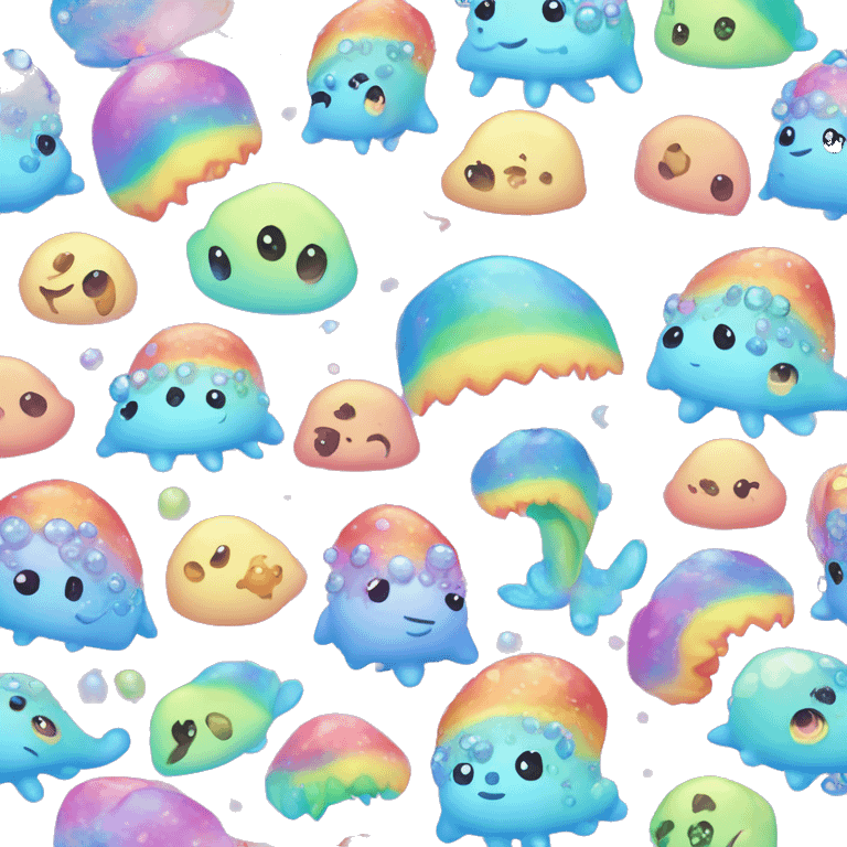 Kawaii rainbow pastel bedazzled sea creature    emoji