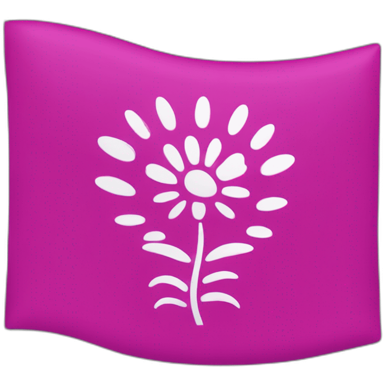 big fuchsia flag with small white inscription "idea" in centre emoji