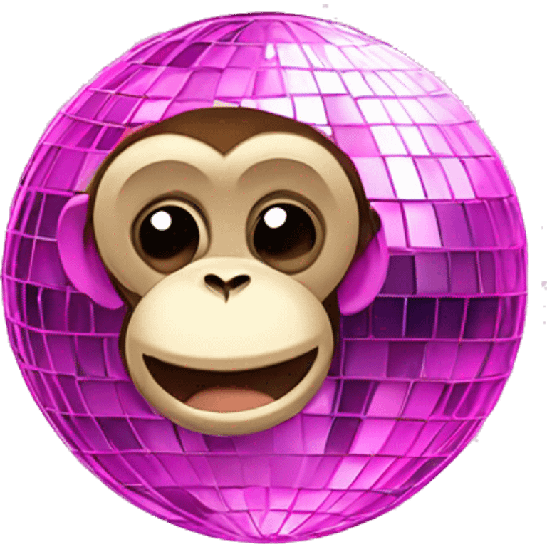 A disco ball with a pink heart and a monkey on the top emoji