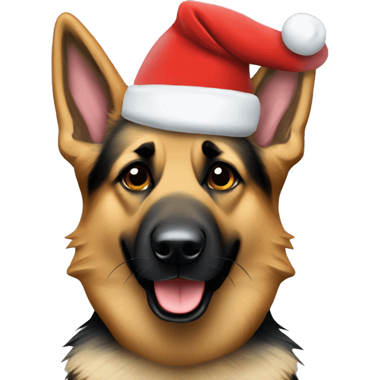 German Shepherd wearing Santa hat emoji