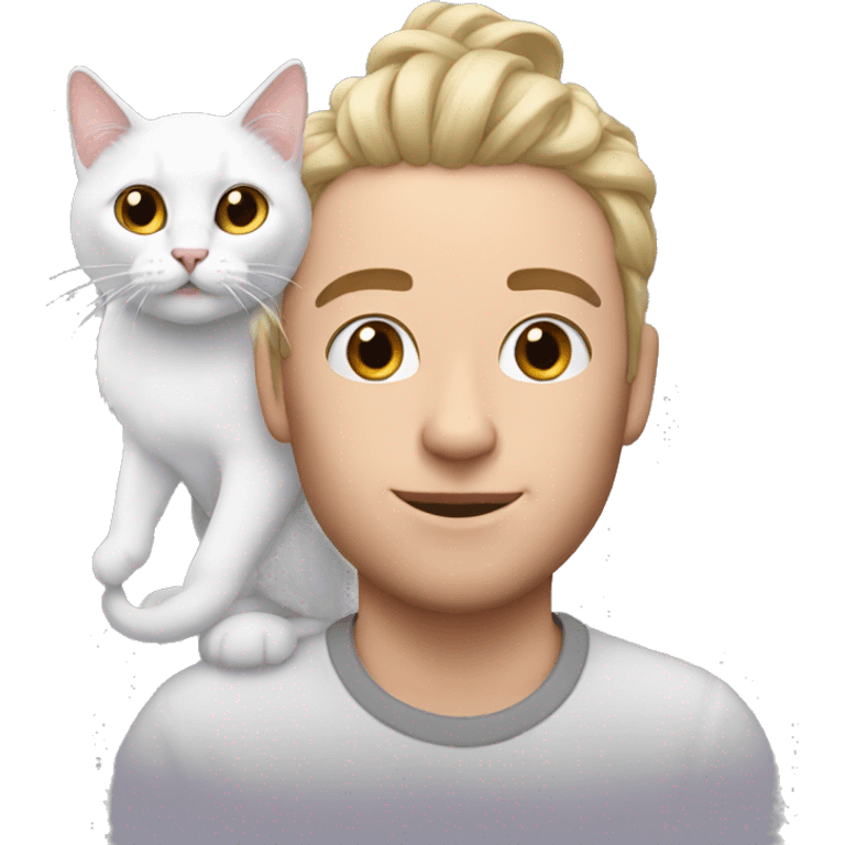 White Me with a cat on my head emoji