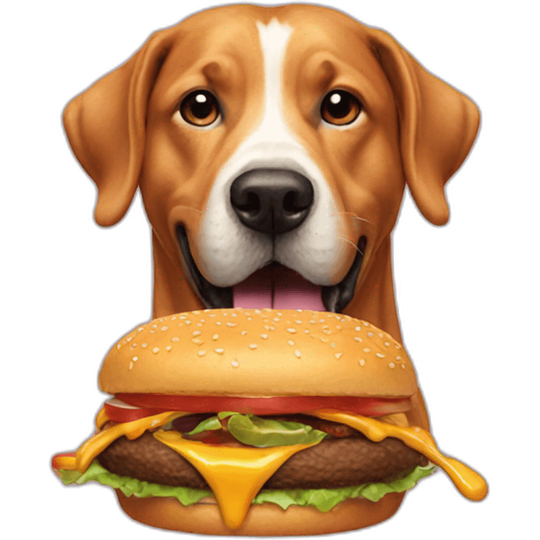 Dog eating burger emoji