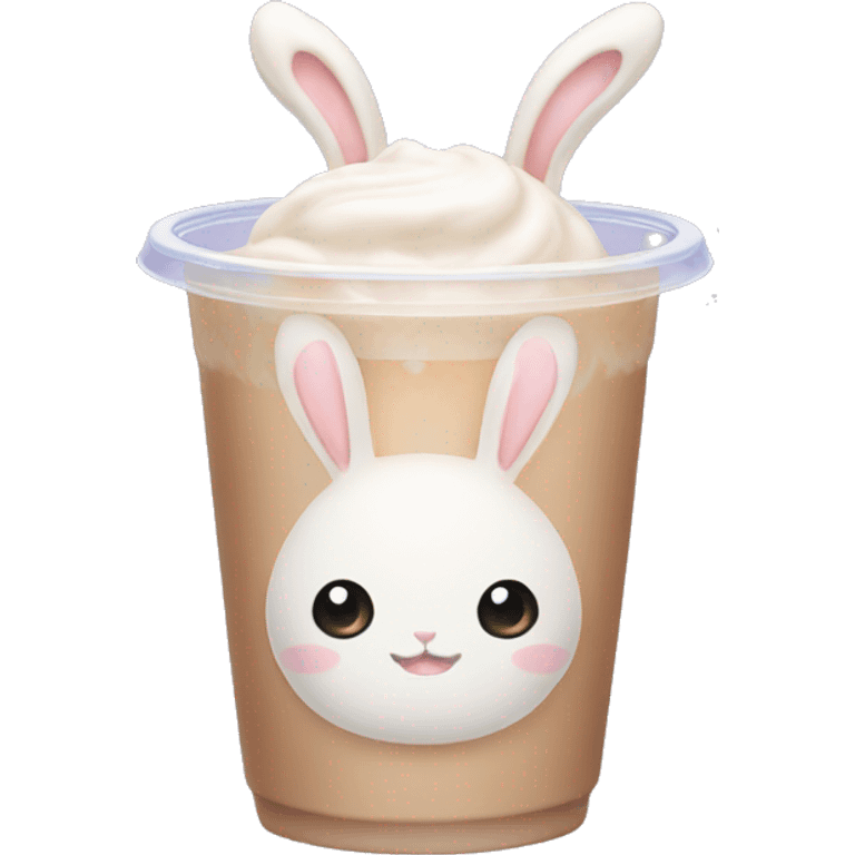 Bunny with bubble milk tea emoji