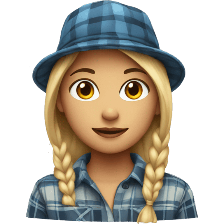 girl in plaid shirt with hat emoji