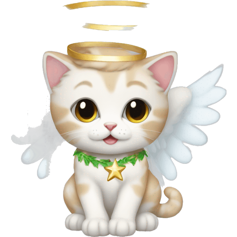 kitten dressed as Christmas angel emoji