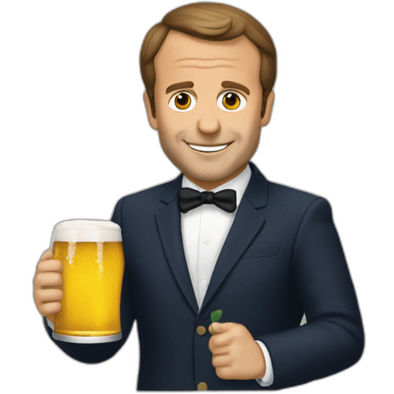 Macron qui boit de la bière emoji